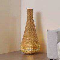 Lucande Takeo floor lamp, rattan, height 115 cm, E27