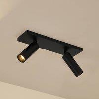 Arcchio Brinja Slim ceiling spotlight, black, 2-bulb GU10 MR11