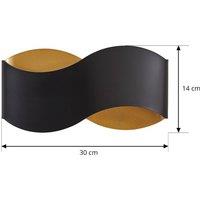 Lindby Dailin wall light, black/gold, 30 cm, metal