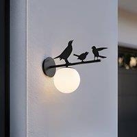 Lindby Lintu outdoor wall light, metal, black, IP44, bird