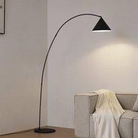 Lindby Triangolo arc lamp, black, height 195 cm, metal E27