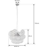 Lucande Diborah pendant light, clear, 43 cm, glass, G9
