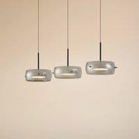 Lucande Martis LED pendant light, black, 3-bulb, step-dim