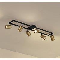 Lindby Bravius ceiling spotlight, brass, 6-bulb, iron