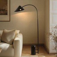 Lucande floor lamp Alviero, 157 cm, black, metal, marble