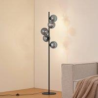 Lindby Orbelia floor lamp, black, 5-bulb, glass