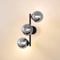 Lindby Orbelia wall light, black, 3-bulb, glass, G9