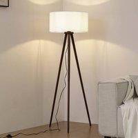 Lindby Charlia floor lamp, white, walnut wood, height 150 cm