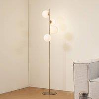 Lucande Floor lamp, opal/gold, metal