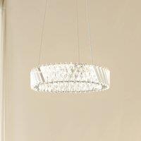Lucande LED pendant light Glacis, crystal, 40 cm, chrome