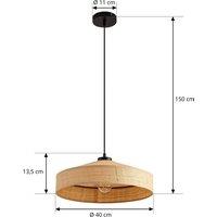 Lindby Haldor pendant light, linen, woven, natural, 40 cm