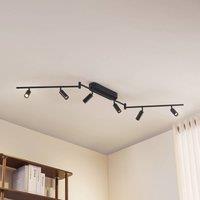Lindby Eldrin LED ceiling light, 6-bulb, spotlights, black