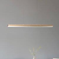 Lucande Lutana LED pendant light, rose gold/wood colour, 101 cm