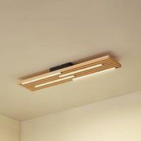 Lindby LED ceiling light Madero, pine wood, 90 cm x 20 cm