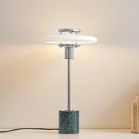 Lindby Branford table lamp, retro, white/green opal glass/marble