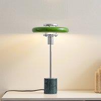 Lindby Branford table lamp, retro, green, metal/marble