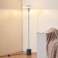 Lindby Branford floor lamp, retro, white/green, opal glass/marble