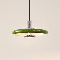 Lindby Branford pendant light, retro, 35 cm, green, metal