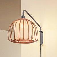 Lindby Davella wall light, 26 cm, black, bamboo, textile