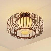 Lindby Davella ceiling light, 50 cm, bamboo, textile