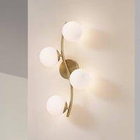 Lindby Josiana wall light, opal/brass, 48 cm, sphere, glass