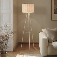 Lindby Libbie three-legged floor lamp, 155 cm, linen, cream