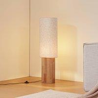 Lindby Kimiko floor lamp, height 100 cm, wood, textile, E27