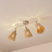 Lindby Anuva ceiling spotlight, 72 cm, beige, paper, 3-bulb