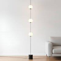 Lucande LED floor lamp Sphere, black/opal, glass, dimmable