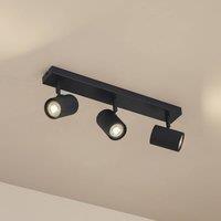 Lindby Kardis downlights, dark grey, 3-bulb, metal, GU10