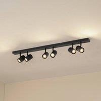 Lindby Kardis downlights, dark grey, 6-bulb, metal, GU10