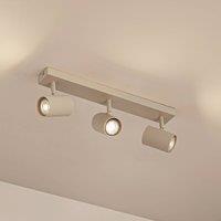 Lindby Kardis downlights, beige, 3-bulb, metal, GU10