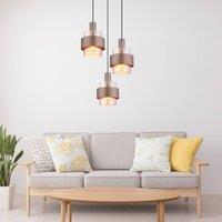 Globo Milley hanging light, 45 cm, bronze-coloured, 3-bulb, metal