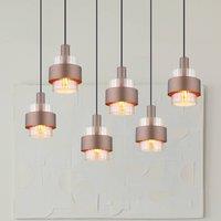 Globo Milley hanging light, length 96 cm, bronze-coloured, 6-bulb, metal