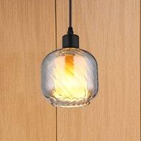 Globo Xia hanging light, 14 cm, smoke grey, glass