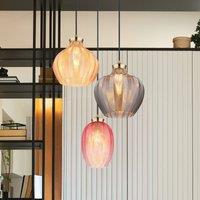 Globo Jessica hanging light, 45 cm, colourful, 3-bulb, glass