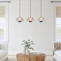 Globo Aros LED pendant light, smoke grey, length 68 cm, plastic