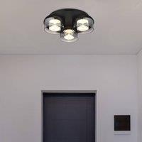Globo LED ceiling lamp Belinda, 38 cm, smoke grey, 3-bulb, glass