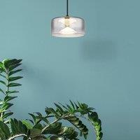 Globo LED pendant light Belinda, 15 cm, smoke grey, glass