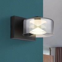 Globo LED wall light Belinda, smoke grey, width 15 cm, glass