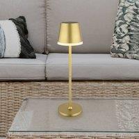 Globo LED solar light, metal, gold-coloured, height 41 cm, IP44