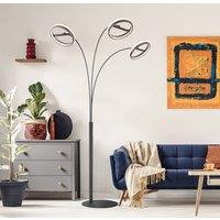 Globo Della LED floor lamp, height 190 cm, black/dark grey, 3-bulb