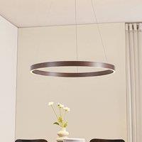 Lucande LED pendant light Yonam, 80 cm, 1-bulb, brown, CCT