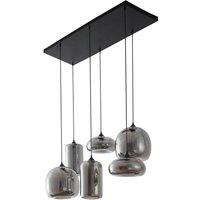 Lindby Marla pendant light, 6-bulb, glass, smoke grey
