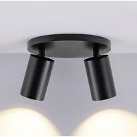 Deko-Light CAN TILT downlight, black, 20 cm, 2-bulb metal GU10