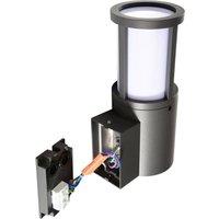 Deko-Light Facado II outdoor wall light, grey/opal, 11 cm, IP65, metal