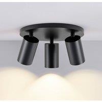 Deko-Light CAN TILT downlight, black, 25 cm, 3-bulb metal GU10