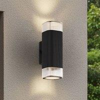 Lindby Halvar outdoor wall lamp, black, 24 cm, 2 x GU10, IP65