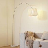 Lindby Helin arc lamp, beige, textile, height 198.5 cm