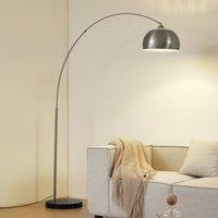 Lindby Hernando arc lamp, nickel, steel, height 188 cm